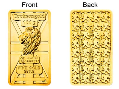 100g Fine Gold Bar 999.9 - High Relief Lion's Head Collection Serialised - Standard Image - 2