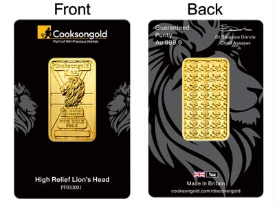 1oz Fine Gold Bar 999.9 - High Relief Lion's Head Collection Serialised - Standard Image - 4