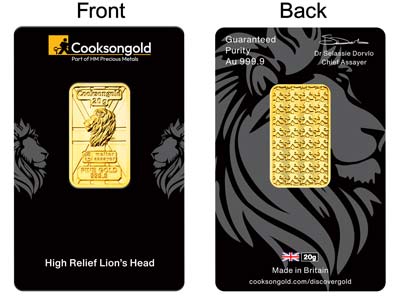 20g Fine Gold Bar 999.9 - High Relief Lion's Head Collection - Standard Image - 4