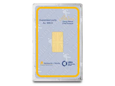 Fine Gold Bar 5gm Stamped UK        Design, Certified And Supplied In A Blister Pack, 100% Recycled Gold - Standard Image - 2