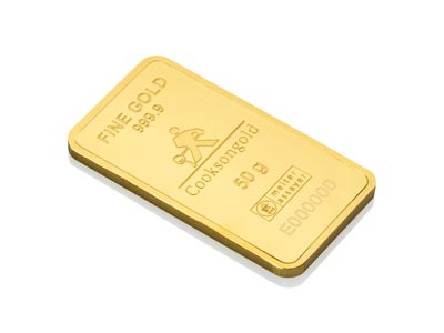 Fine Gold Bar 50gm Stamped         UK Design With A Serial Number And Supplied In A Blister Pack, 100%   Recycled Gold - Standard Image - 4