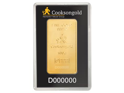 Fine Gold Bar 100gm Stamped        UK Design With A Serial Number And Supplied In A Blister Pack, 100   Recycled Gold