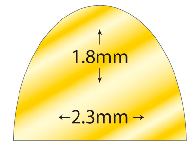 9ct Yellow Gold D Shape Wire 2.30mm X 1.80mm 16