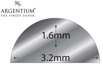 Argentium 940 Silver D Shape 3.2mm X 1.6mm - Standard Image - 2