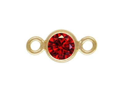 Gold Filled Cubic Zirconia Bezel   Connector 3.0mm Garnet - Standard Image - 1