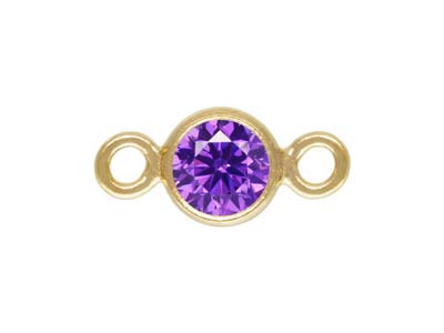 Gold Filled Cubic Zirconia Bezel   Connector 3.0mm Amethyst