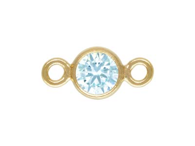 Gold Filled Cubic Zirconia Bezel   Connector 3.0mm Aquamarine