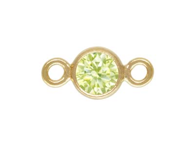 Gold Filled Cubic Zirconia Bezel   Connector 3.0mm Peridot