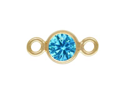 Gold Filled Cubic Zirconia Bezel   Connector 3.0mm Swiss Blue