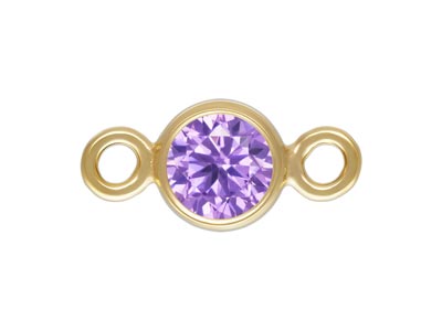 Gold Filled Cubic Zirconia Bezel   Connector Light Amethyst 3mm