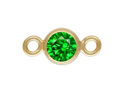 Gold Filled Cubic Zirconia Bezel   Connector Green 3mm