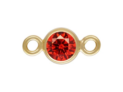 Gold Filled Cubic Zirconia Bezel   Connector Ruby 3mm