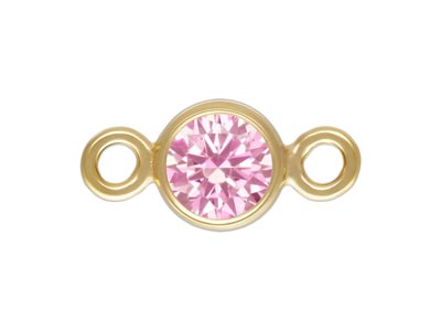 Gold Filled Cubic Zirconia Bezel   Connector Pink 3mm