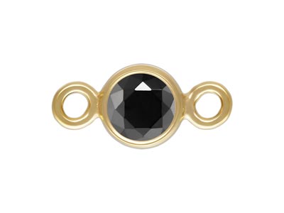 Gold Filled Cubic Zirconia Bezel   Connector Black 3mm