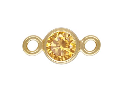 Gold Filled Cubic Zirconia Bezel   Connector Champagne 3mm