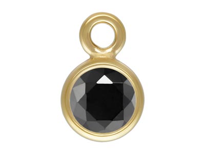 Gold Filled Cubic Zirconia Bezel   Drop Connector Black 3mm