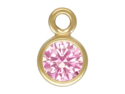 Gold Filled Cubic Zirconia Bezel   Drop Connector Pink 3mm