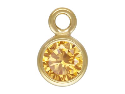 Gold Filled Cubic Zirconia Bezel   Drop Connector Champagne 3mm