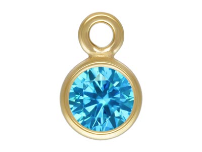 Gold Filled Cubic Zirconia Bezel   Drop Connector Swiss Blue 3mm
