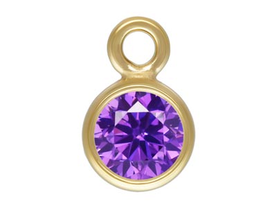 Gold Filled Cubic Zirconia Bezel   Drop Connector Amethyst 3mm