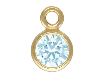 Gold Filled Cubic Zirconia Bezel   Drop Connector Aquamarine 3mm