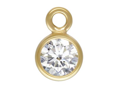 Gold Filled Cubic Zirconia Bezel   Drop Connector White 3mm