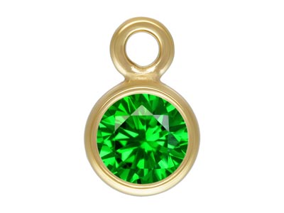 Gold Filled Cubic Zirconia Bezel   Drop Connector Green 3mm