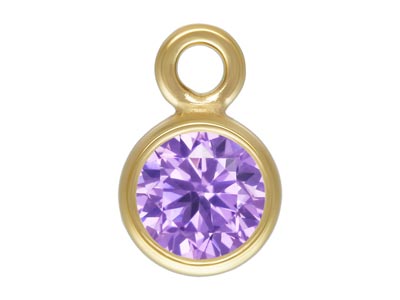 Gold Filled Cubic Zirconia Bezel   Drop Connector Light Amethyst 3mm