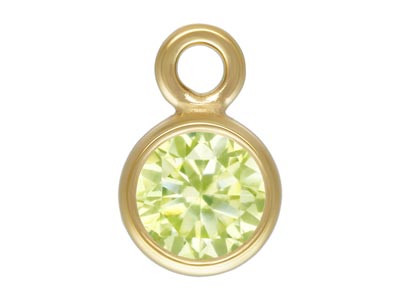 Gold Filled Cubic Zirconia Bezel   Drop Connector Lime 3mm