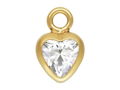 Gold Filled Cubic Zirconia Heart   Bezel Drop Connector White 3mm