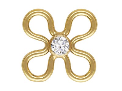 Gold Filled Flower Connector 7.5mm With 2mm White Cubic Zirconia