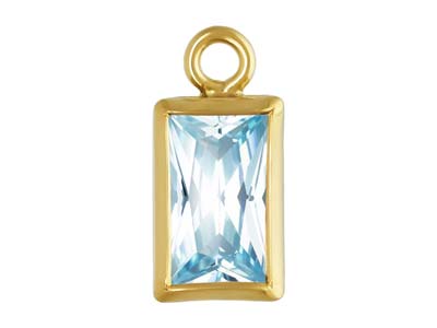 Gold Filled Cubic Zirconia Rectangle Bezel Drop Connector Aquamarine, 3mm X 5mm