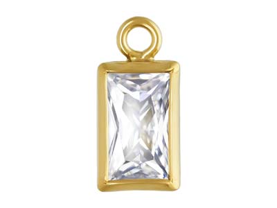 Gold Filled Cubic Zirconia Rectangle Bezel Drop Connector White, 3mm X 5mm
