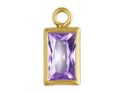 Gold Filled Cubic Zirconia Rectangle Bezel Drop Connector Light Amethyst, 3mm X 5mm