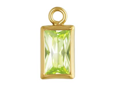 Gold Filled Cubic Zirconia Rectangle Bezel Drop Connector Lime, 3mm X 5mm