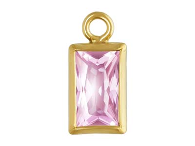 Gold Filled Cubic Zirconia Rectangle Bezel Drop Connector Pink, 3mm X 5mm