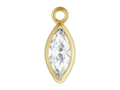 Gold Filled Cubic Zirconia Marquise Bezel Drop Connector White, 3mm X 6.0mm