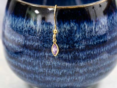 Gold Filled Cubic Zirconia Marquise Bezel Drop Connector Light Amethyst, 3mm X 6.0mm - Standard Image - 2