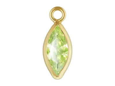 Gold Filled Cubic Zirconia Marquise Bezel Drop Connector Lime, 3mm X 6.0mm