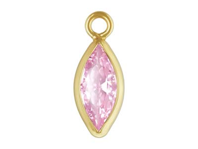 Gold Filled Cubic Zirconia Marquise Bezel Drop Connector Pink, 3mm X 6.0mm
