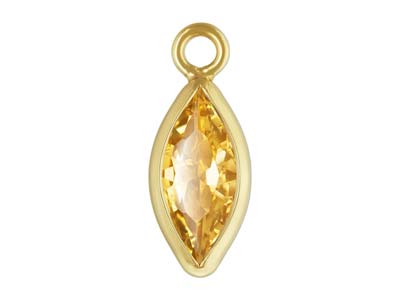 Gold Filled Cubic Zirconia Marquise Bezel Drop Connector Champagne, 3mm X 6.0mm