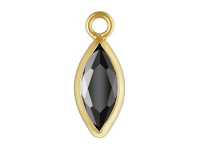 Gold Filled Cubic Zirconia Marquise Bezel Drop Connector Black, 3mm X 6.0mm