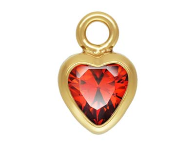Gold Filled Cubic Zirconia Heart Bezel Drop Connector Garnet, 3mm