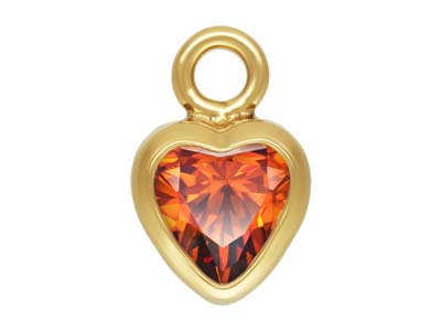 Gold Filled Cubic Zirconia Heart Bezel Drop Connector Ruby, 3mm