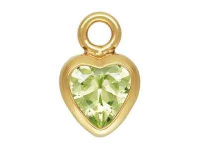 Gold Filled Cubic Zirconia Heart Bezel Drop Connector Lime, 3mm