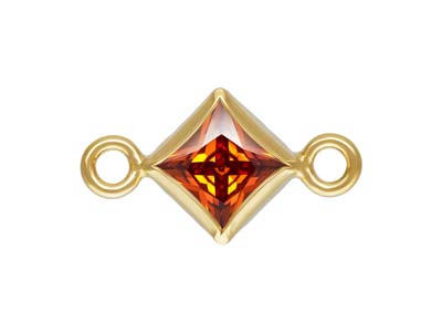 Gold Filled Cubic Zirconia Square Bezel Connector Ruby, 3mm - Standard Image - 1