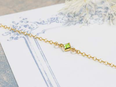 Gold Filled Cubic Zirconia Square Bezel Connector Lime, 3mm - Standard Image - 2