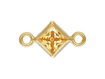Gold Filled Cubic Zirconia Square Bezel Connector Champagne, 3mm - Standard Image - 1