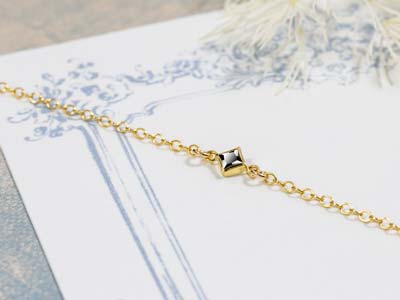 Gold Filled Cubic Zirconia Square Bezel Connector Black, 3mm - Standard Image - 2