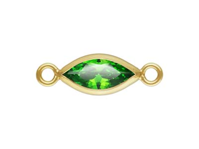 Gold Filled Cubic Zirconia Marquise Bezel Connector Green, 3mm X 6.0mm